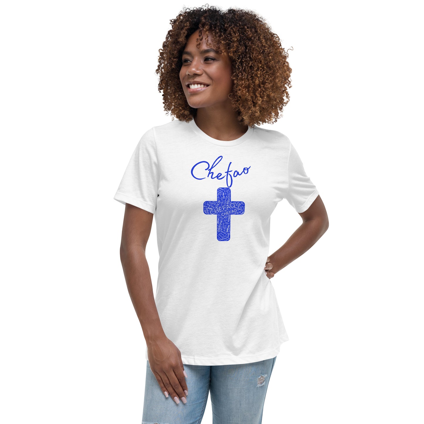 Chefao Cross I Blue, Women's Relaxed T-Shirt