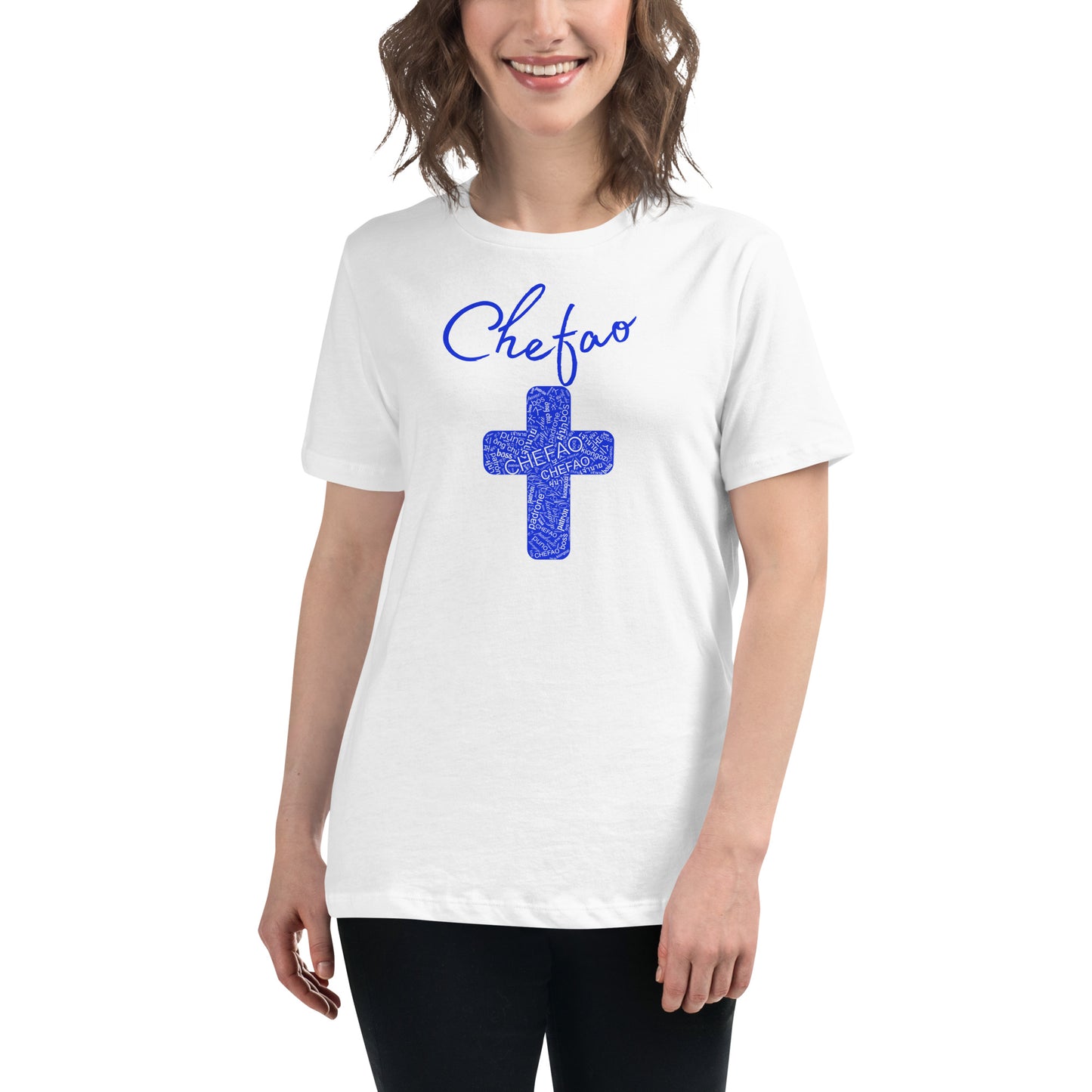 Chefao Cross I Blue, Women's Relaxed T-Shirt